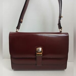 Terry Leather Purse Maroon Shoulder Bag